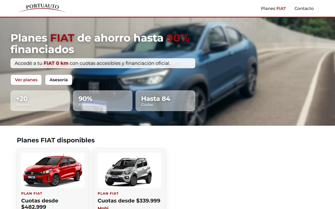 Landing Concesionario Fiat — PortuAuto
